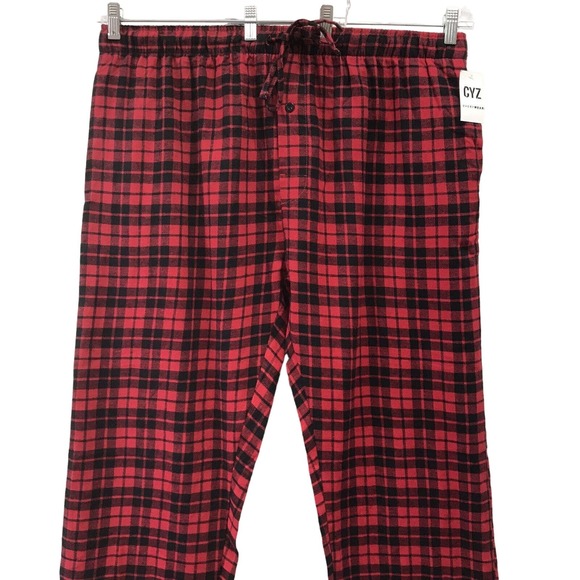 CYZ Lounge Pants 2XL Red Black Plaid Check Elastic Waist Drawstring - Picture 1 of 9